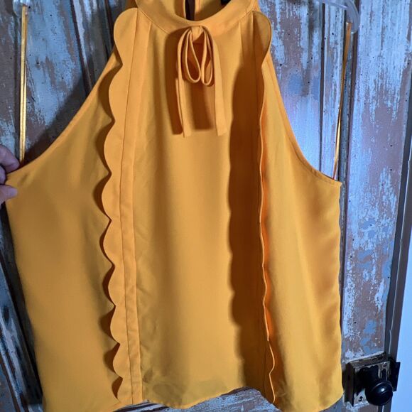 Victoria Beckham For Target Light Orange Halter Style Blouse Size L Ruffles - Picture 3 of 9